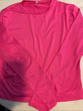 Classic Long-Sleeve Crew Neck Top - Hot Pink